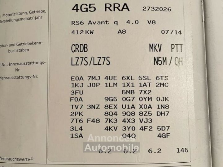 Audi RS6 Avant 40 TFSI Quattro / Caméra 360° / Pack Dynamique / Echappement Sport / Garantie - 12