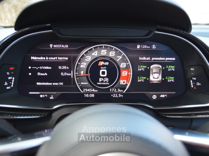 Audi R8 Spyder MAGNIFIQUE 52 FSI V10 PLUS 610ch S-TRONIC VALEUR NEUF 245Ke B&O MAGNETIC RIDE CARBONE INT EXT ECHAP SPORT CARPLAY CAMERA LASER - 29