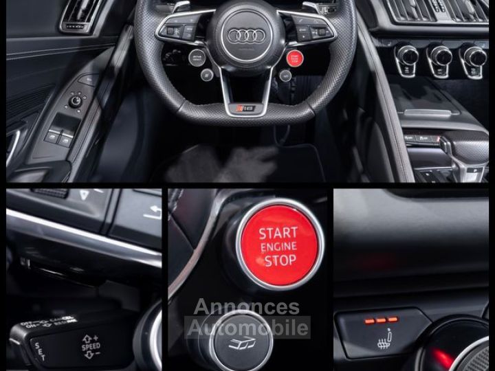 Audi R8 Spyder V10 52 540 – Française Carbone B&O Carplay Cam Recul Sièges élec Mémoire 1292EMOIS - 9