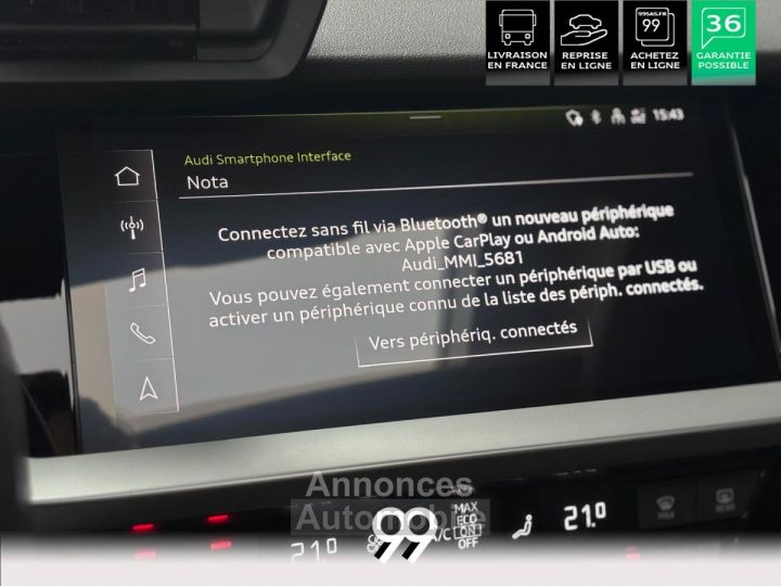 Audi A3 Sportback 14 40 TFSI e - 204 - BV S-Tronic 6 8Y PHASE 1 - 22