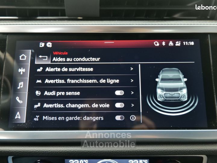 Audi Q3 Sportback NEW HYBRID 45TFSI e 245 S LINE 1° MAIN FRANCAIS TVA RECUPERABLE GPS 16-9 XENON CAMERA DE RECUL VOLANT HAYON ELECTRIQUE SELLERIE CUIR JA18 LOA LLD - 10