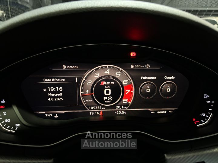 Audi RS5 coupe v6 29 tfsi 450 tiptronic 8 b9 quattro toit ouvrant o suivi - 17