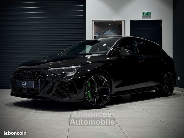 Audi RS3 SPORTBACK III 8Y 25 TFSI 400 Ch QUATTRO PACK BLACK EXCLUSIVE-PACK RS DESIGN VERT-TOIT OUVRANT-PACK CARBONE-FEUX MATRIX-B&O-ECHAP SPORT-ACC-MAGNETIC R - 1