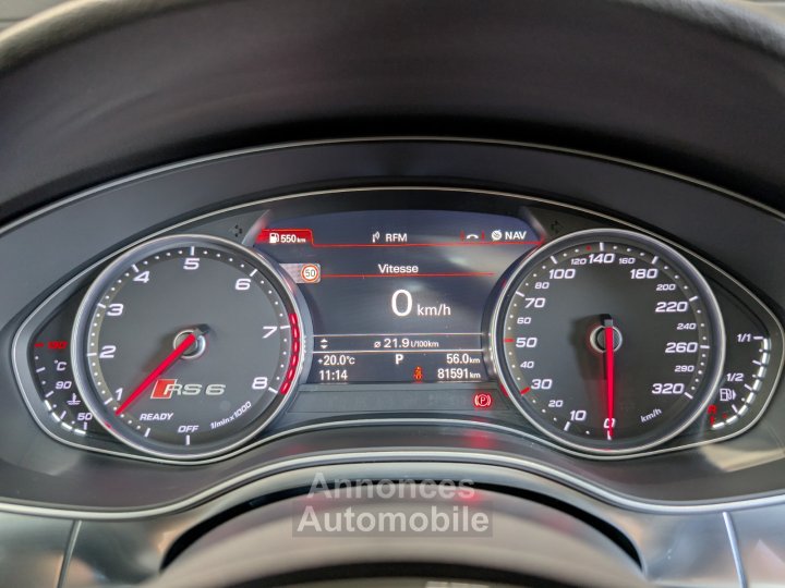 Audi RS6 AVANT PERFORMANCE 605 CH - SUIVI COMPLET - CERAMIQUE - PACK CARBONE - DYNAMIC %2B - IMMAT FR - 37