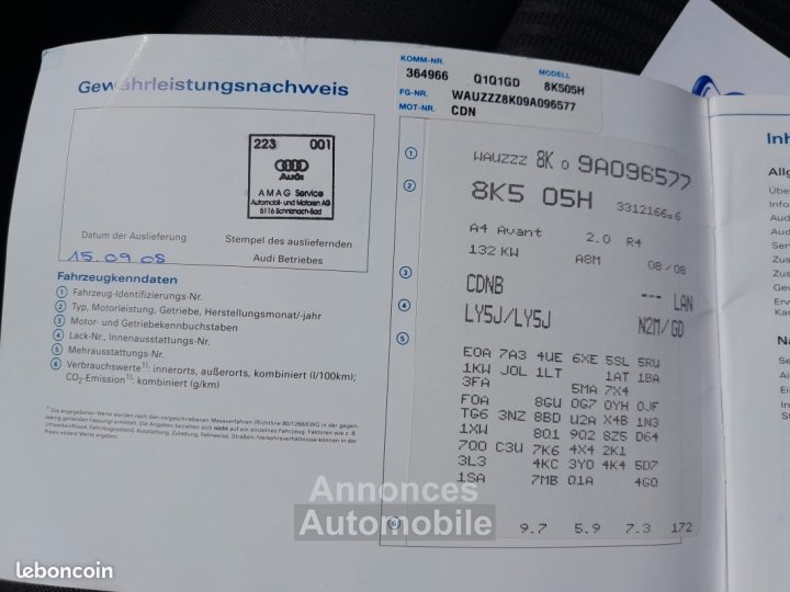 Audi A4 Avant IV (B8) 20 TFSI 180 ch Ambiente Multitronic 2008 - 15