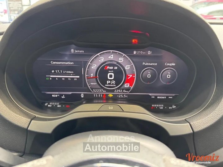 Audi RS3 25 DAZA QUATTRO S-TRONIC 400CH TO/ CUIR NAPPA/VIRTUAL/ ENTRETIEN FULL - 21
