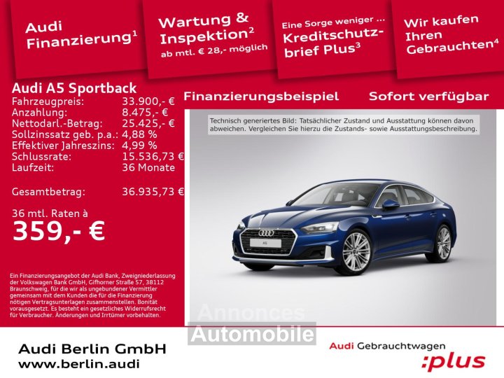 Audi A5 Sportback Advanced 35 TFSI S tr LED NAVI RFK - 1