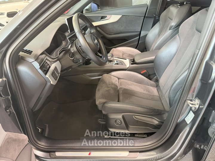 Audi A4 Avant S-Line 40 TDI 190 GPS BVA Virtual TO Cam&eacute;ra Attelage Cuir Alcantara pr&eacute; sense regulateur Clim tri LED Hayon Car Play JA 19 - 16