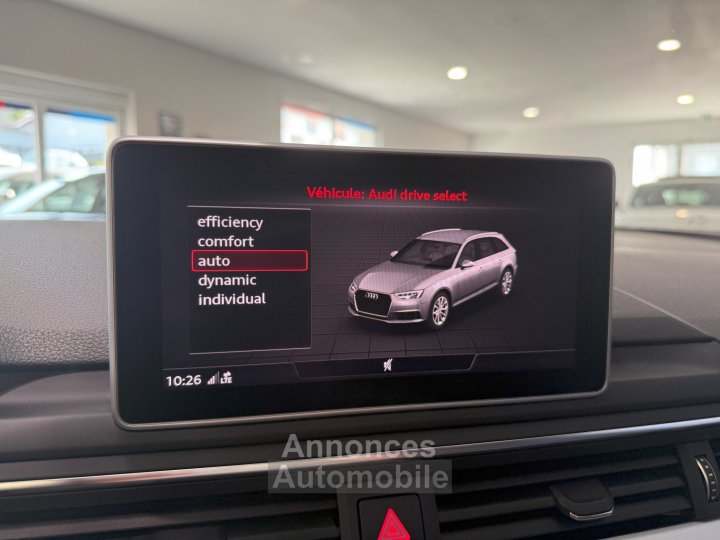 Audi A4 Avant S-Line 40 TDI 190 GPS BVA Virtual TO Cam&eacute;ra Attelage Cuir Alcantara pr&eacute; sense regulateur Clim tri LED Hayon Car Play JA 19 - 21