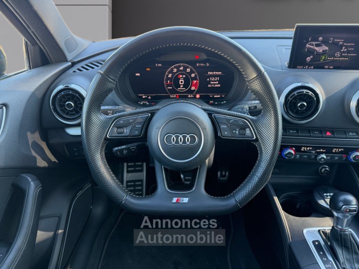 Audi S3 SPORTBACK 20 TFSI 310 S tronic 7 Quattro si&egrave;ge chauffant/cobra bang olufsen toit ouvrant r&eacute;gulateur full entretien garantie 12 mois - 14