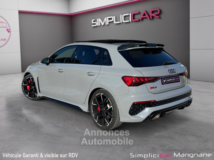 Audi RS3 SPORTBACK 25 TFSI 400 S tronic 7 Quattro IMMAT FR GRIS NARDO FREINS CERAMIQUE TOIT OUVRANT BANGOLUFSEN BECQUET CARBONE GARANTIE 12 MOIS - 3