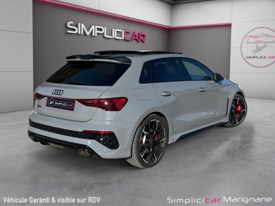 Audi RS3 SPORTBACK 25 TFSI 400 S tronic 7 Quattro IMMAT FR GRIS NARDO FREINS CERAMIQUE TOIT OUVRANT BANGOLUFSEN BECQUET CARBONE GARANTIE 12 MOIS   - 4