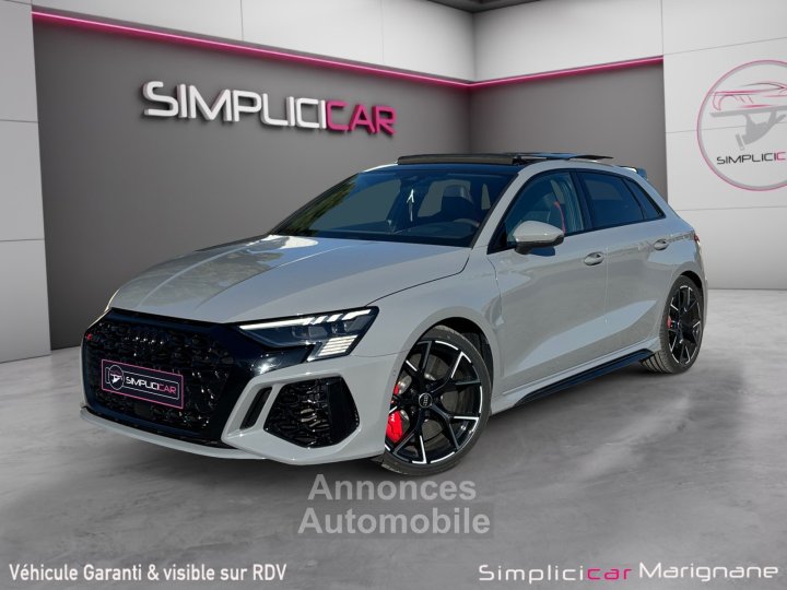 Audi RS3 SPORTBACK 25 TFSI 400 S tronic 7 Quattro IMMAT FR GRIS NARDO FREINS CERAMIQUE TOIT OUVRANT BANGOLUFSEN BECQUET CARBONE GARANTIE 12 MOIS - 5