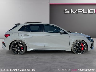 Audi RS3 SPORTBACK 25 TFSI 400 S tronic 7 Quattro IMMAT FR GRIS NARDO FREINS CERAMIQUE TOIT OUVRANT BANGOLUFSEN BECQUET CARBONE GARANTIE 12 MOIS   - 9
