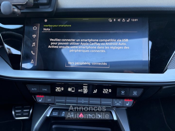 Audi RS3 SPORTBACK 25 TFSI 400 S tronic 7 Quattro IMMAT FR GRIS NARDO FREINS CERAMIQUE TOIT OUVRANT BANGOLUFSEN BECQUET CARBONE GARANTIE 12 MOIS - 13