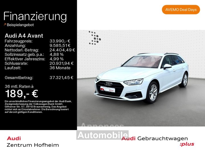 Audi A4 Avant 40 TFSI Advanced S tro*LED*Virtual*Navi - 1