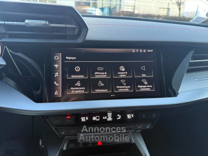 Audi A3 Limousine 15 TFSI 150 CV Mild Hybrid S Tronic7 S Line - Entretien Complet - Régulateur / Caméra de Recul /Sièges Chauff - - 22