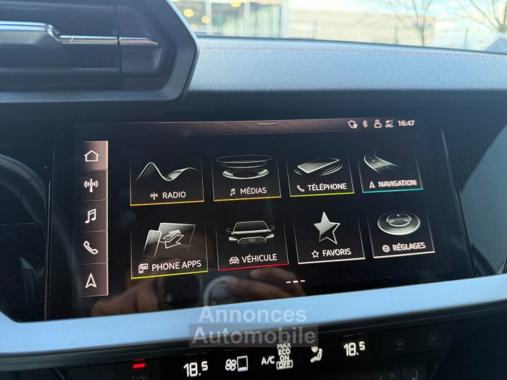 Audi A3 Limousine 15 TFSI 150 CV Mild Hybrid S Tronic7 S Line - Entretien Complet - Régulateur / Caméra de Recul /Sièges Chauff - - 24