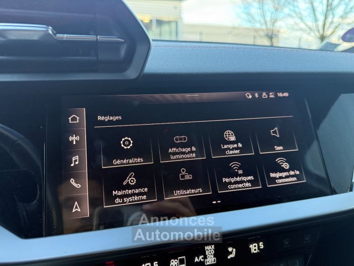 Audi A3 Limousine 15 TFSI 150 CV Mild Hybrid S Tronic7 S Line - Entretien Complet - Régulateur / Caméra de Recul /Sièges Chauff - - 34