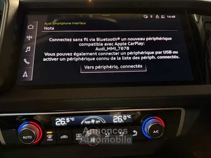 Audi A1 Sportback 10 25 tfsi 95 + clim auto radar av-ar apple carplay-android sans fil - 14