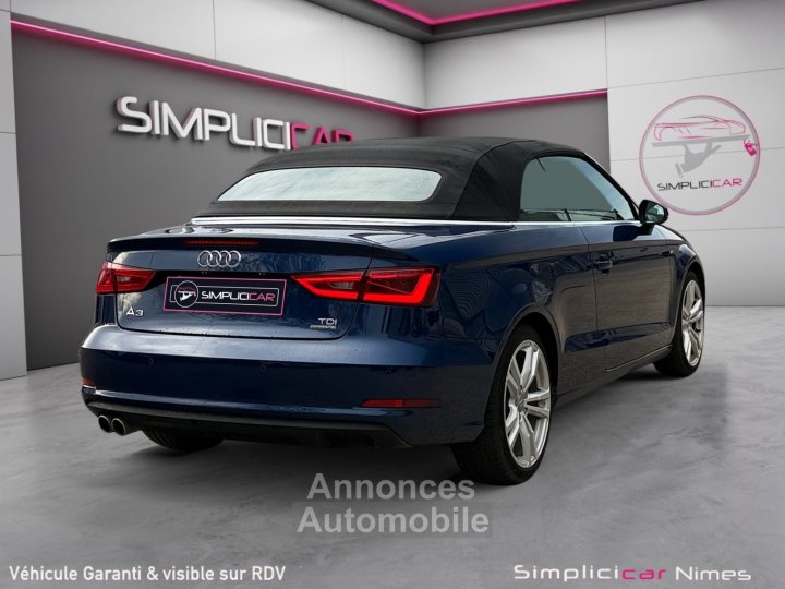 Audi A3 CABRIOLET 20 TDI 184 Quattro S line S tronic 6 - Si&egrave;ge Chauffants - Chauffe nuque - Cam&eacute;ra - GARANTIE 12 MOIS - 3