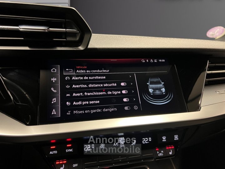 Audi A3 Sportback 35 TFSI 150 S tronic 7 S line - FULL LED - CAMÉRA - RÉGULATEUR - NAVIGATION - HAYON ÉLECTRIQUE - JANTRES 18 - 16