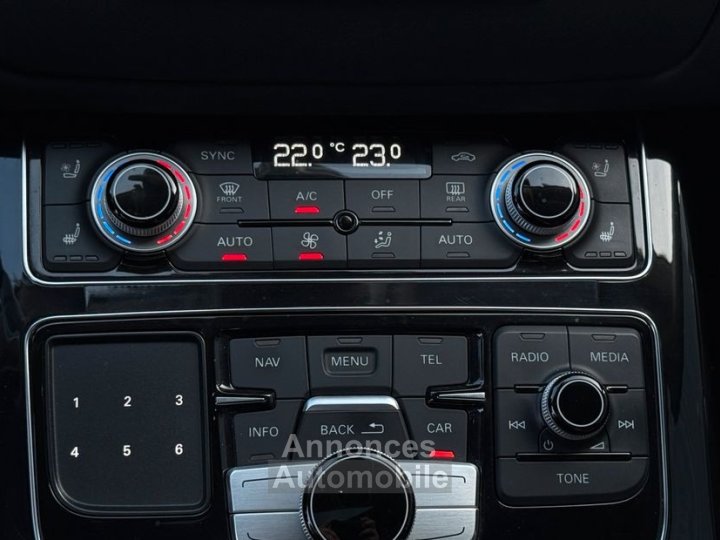 Audi A8 30 V6 TDI 262ch Avus Extended Quattro Tiptronic audio BOSE Suivi complet avec facture Si&egrave;ges massant chauffant ventil&eacute;s Cam&eacute;ra 360&deg; - 10