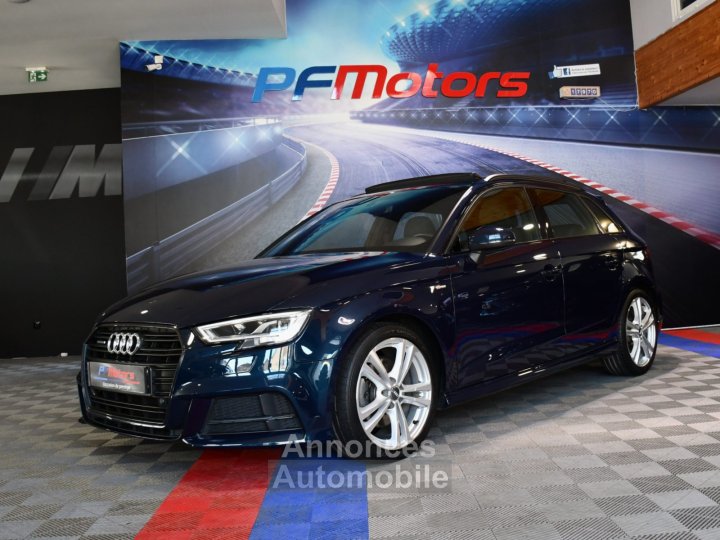 Audi A3 Sportback S-Line 40 TFSI 190 Quattro S-Tronic GPS TO Keyless Si&egrave;ges &Eacute;lectriques Drive LED Cam&eacute;ra JA 18 Bleu Cosmos - 1