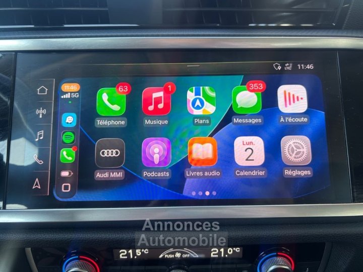 Audi Q3 15l 35 tfsi 150ch design apple carplay sans fil %2B sieges chauffants radars av-ar - 27